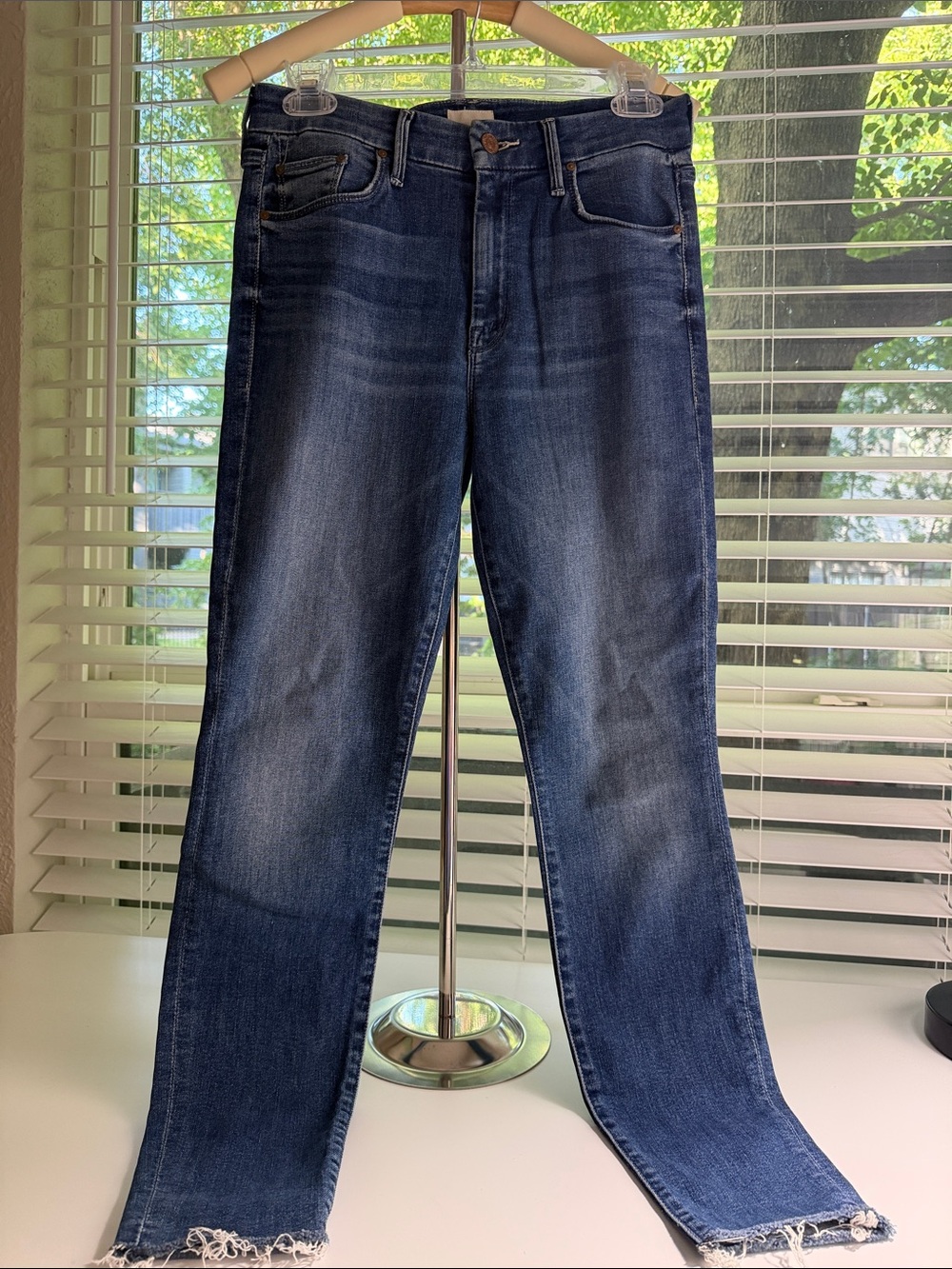 MOTHER Dark Blue Straight Jeans - Faded Indigo